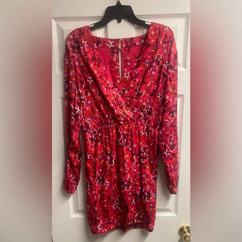 NWT Anthropologie Maeve 100% Viscose Floral Wrap Mini Dress Size Medium - Picture 2 of 5